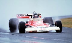 James Hunt drives through the spray at Fuji Speedway to finish third and become the 1976 world champion