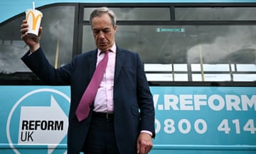 Nigel Farage at a Reform campaign launch in Jaywick, near Clacton-on-Sea, on 4 June.