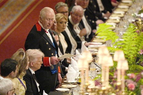 King Charles speaking at the state banquet at Windsor Castle last night.