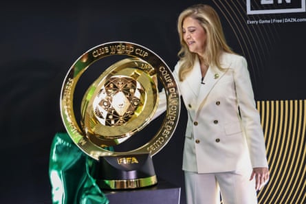 Leila Pereira with the Club World Cup trophy.