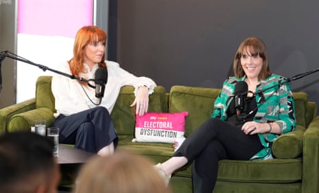 Angela Rayner (left) recording Sky's Electoral Dysfunction podcast with Jess Phillips.