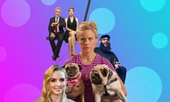 Clockwise from top: An Hour and a Half Late, Maria Bamford, Jamali Maddix, Jody Comer, star of Prima Facie.