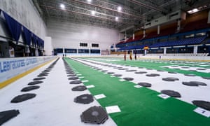 The Palacio de Hielo ice rink, which was used as a temporary morgue up until 22 April.