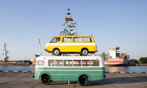 Maarten Vanden Eynde piled up vehicles installation.
