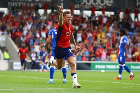 York City’s Harry Boyes celebrates his second goal.