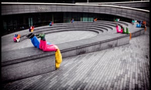 A performance of Willi Dorner’s Bodies in Urban Spaces in south London in 2009.