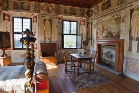 Ornate interior of a room in an old mansion in Italy