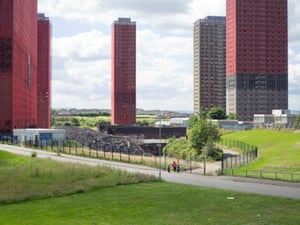 Red Road Flats, Balornock, Glasgow, 2014, by Simon RobertsThe most recent pieces in the exhibition are from Simon Roberts’s series Merrie Albion: Landscape Studies of a Small Island, published this year. Roberts captures with subtlety and humour the many ways we seek out nature in contemporary life, from the now demolished Red Road Flats in Glasgow (once conceived as the answer to Glasgow’s housing shortage problems with the Utopian vision of providing greater green space in the city) … 