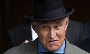 Roger Stone leaves federal court in Washington. He was convicted of crimes including obstruction of justice, lying to Congress and witness tampering.