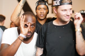 Abloh, Heron Preston and Matt Williams at Made fashion week party with Kendrick Lamar and Beentrill in New York, 2013