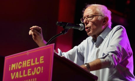 Bernie Sanders at a podium.