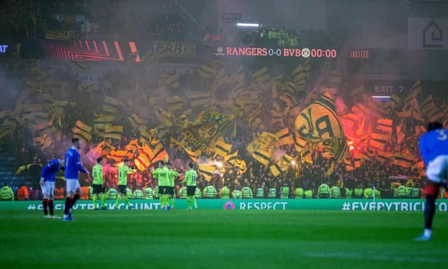 Dortmund fans before the match, before what proved a disappointing night for the away support