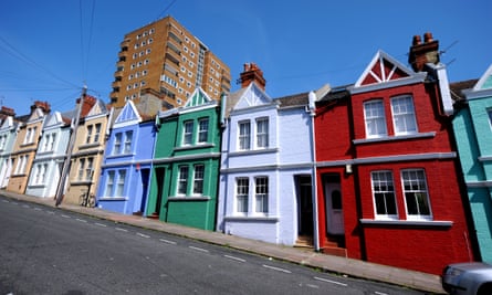 Different colour houses in Blaker Street Brighton UK