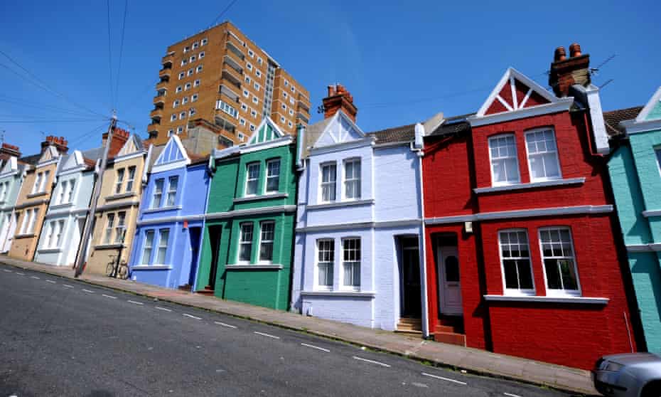Different colour houses in Blaker Street, Brighton
