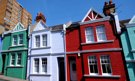 Different coloured houses in Brighton, UK