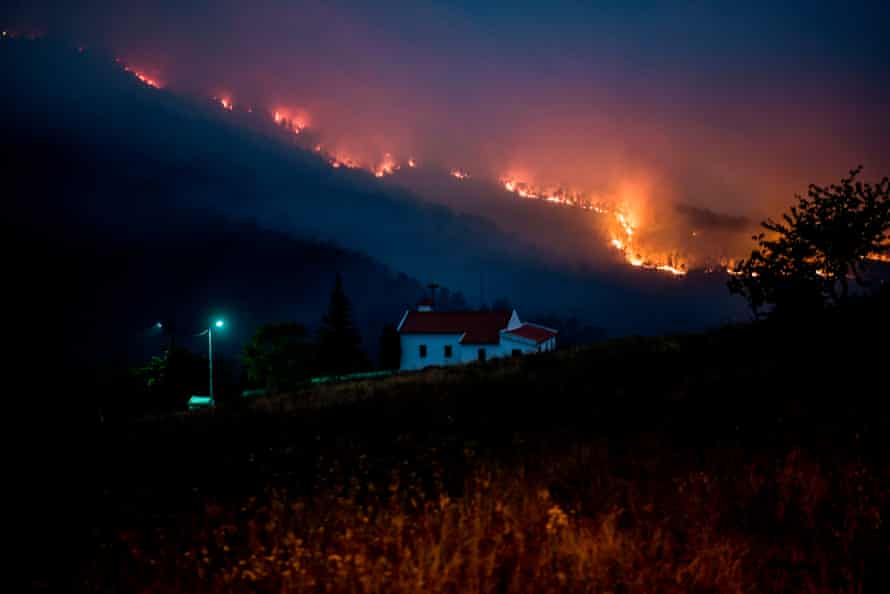 A wildfire burns in Vale da Cuba near Isna, Castelo Branco, 26 July