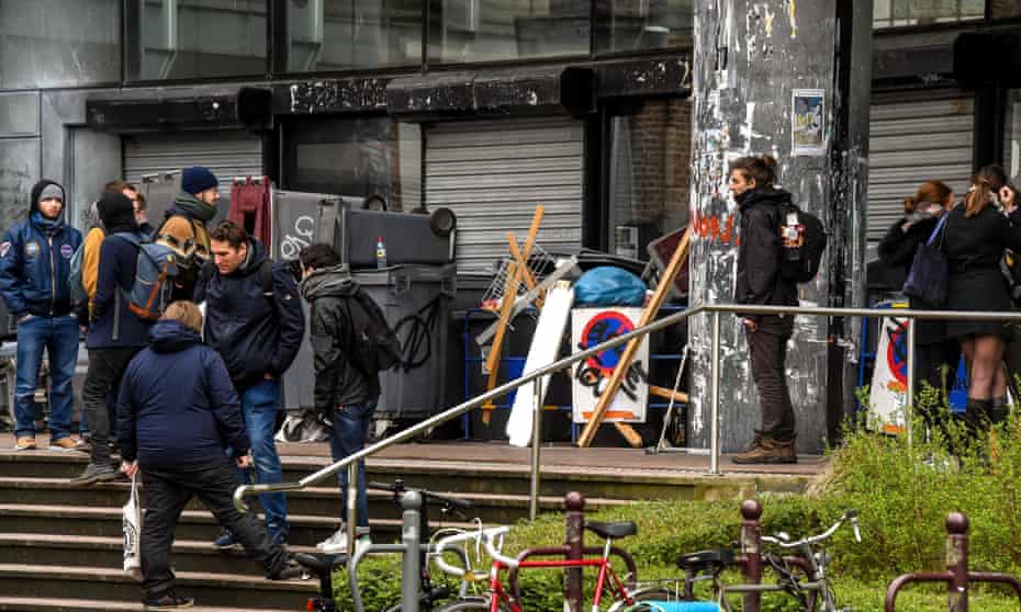 Students block an entrance to Lille 2 University’s faculty of social, political and law sciences