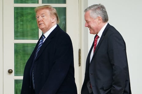 Donald Trump walks with his chief of staff, Mark Meadows, in May 2020.