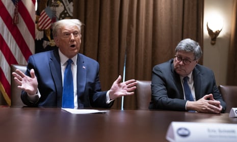 Trump and Barr at the White House in September. The Post stories, about alleged corruption involving an energy company, have not been verified by other outlets.