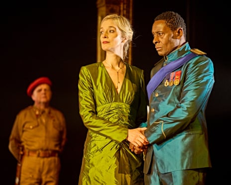 (from left) Toby Jones, Caitlin FitzGerald and David Harewood in Othello at Theatre Royal Haymarket.