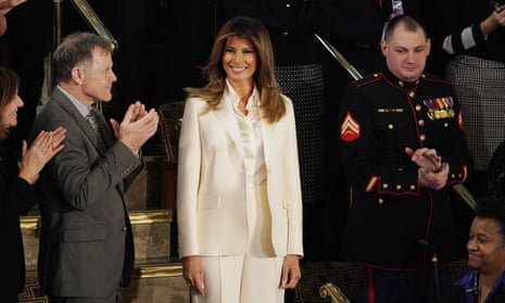 Melania Trump arrives for her husband’s first State of the Union address, amid speculation about the state of their marriage. 