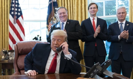Donald Trump talks to the leaders of Sudan and Israel  on the phone.