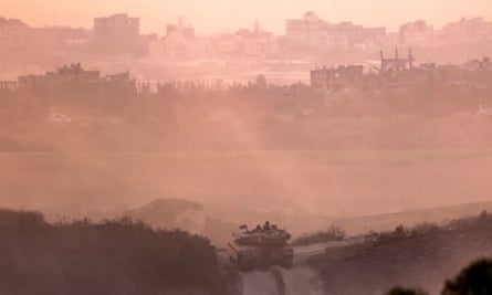 An Israeli tank near the border with Gaza