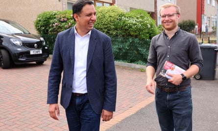 Anas Sarwar (left), the leader of Scottish Labour with the party’s candidate for Rutherglen and Hamilton West, Michael Shanks.