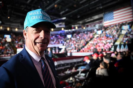 Nigel Farage at a Donald Trump rally in Reading, Pennsylvania, 4 November 2024.