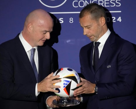 The Fifa president, Gianni Infantino (left), and his counterpart at Uefa, Aleksander Ceferin