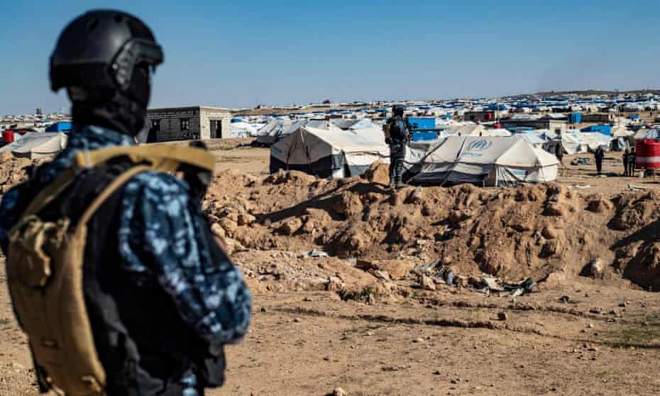 SDF special forces keep watch in the vicinity of al-Hawl camp