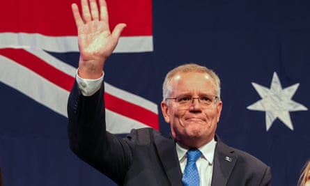 Scott Morrison concedes defeat during the Liberal party election night event at the Fullerton Hotel in Sydney.