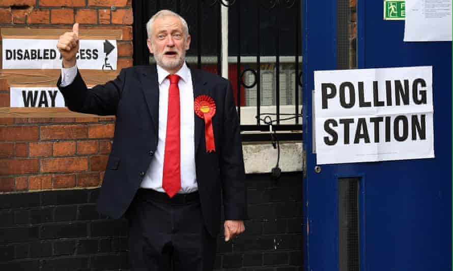 Corbyn at polling station