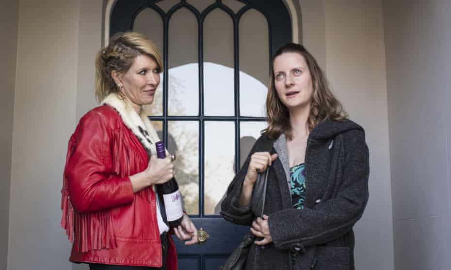 Don’t let her in! Julia Davis as Emma and Catherine Shepherd as Sally. 
