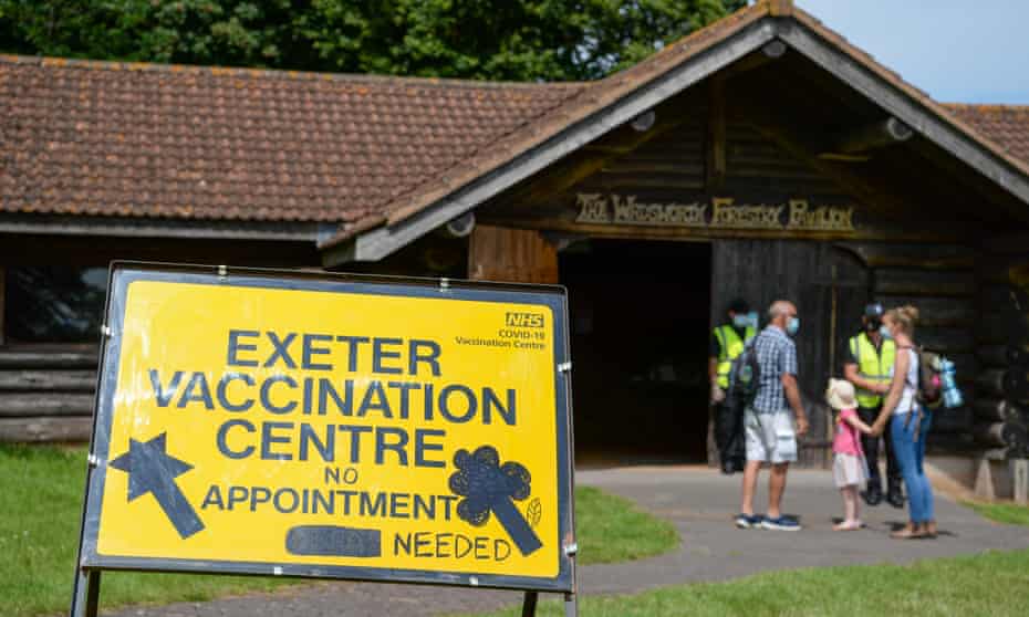 A vaccination site at the 125th Devon County Show at the Westpoint Arena and Showground in Clyst St Mary near Exeter this summer.