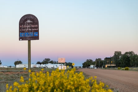 The sun sets in William Creek in outback South Australia