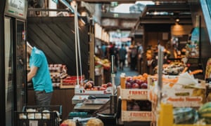 Fruit stalls at Balti Jaam market, Kalamaja, Tallinn, Estonia.