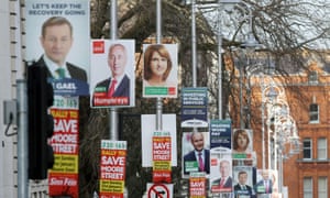 Election posters outside government buildings in Dublin.