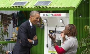 US President Barack Obama at a solar power kiosk at the Power Africa Innovation Fair in Nairobi, Kenya, during his visit last week.