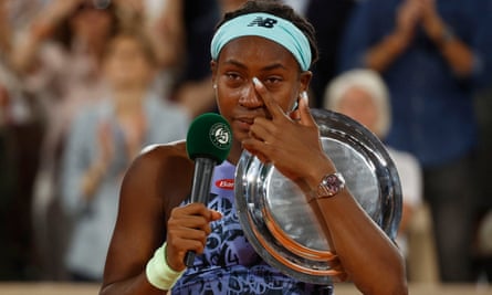 A dejected Coco Gauff after her defeat in the French Open final to Iga Swiatek last year.