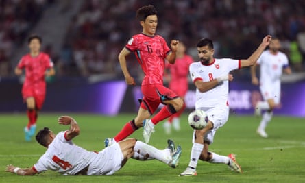 In-Beom Hwang in action during South Korea’s qualifying win in Jordan.