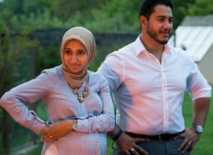 Abdul El-Sayed and his wife, Sarah Jukaku, at a cookout in Ann Arbor.