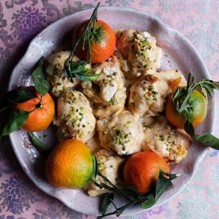 No-churn candied fruit and clementine cassata ice.