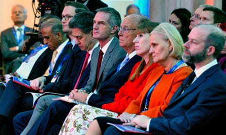 A row of Labour ministers seated at the investment summit