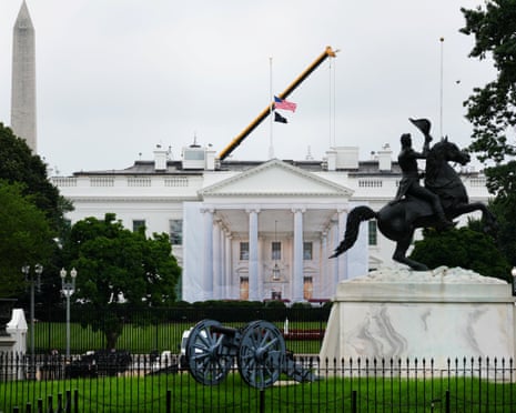The American flag on the White House North Lawn was lowered to half-staff just after 7.30am ET this morning.