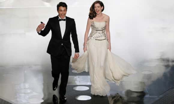 James Franco and Anne Hathaway enter the stage during the 83rd Annual Academy Awards at the Kodak Theatre in Los Angeles, which was memorable for the bizarre antics of Franco.