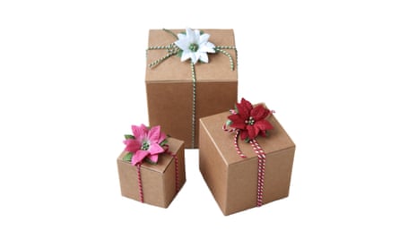 Red, pink and white paper poinsettias