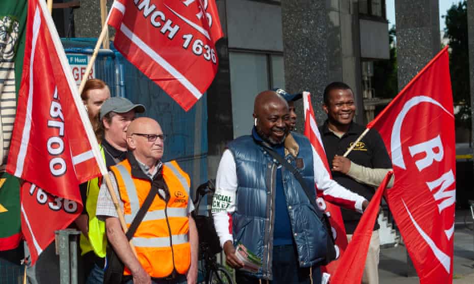 An RMT picket line at Waterloo