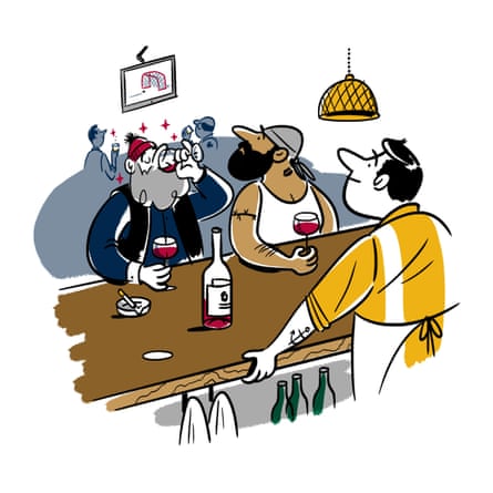 Illustration of Canadians drinking wine