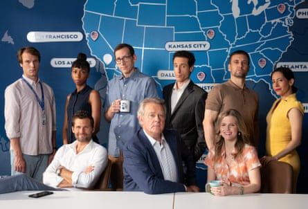 Bonneville (centre) with Hugh Skinner as Will Humphries, Nicole Sadie Sawyerr as Emily Fang, Alexis Michalik as Eric Van Dupuytrens, Stephen Kunken as Owen Mitchell, Paulo Costanzo as Nick Castellano, Nick Blood as Phil Plank,Chelsey Crisp as Sarah Campbell and Jimena Larraguivel as Gabriela De La Rosa.